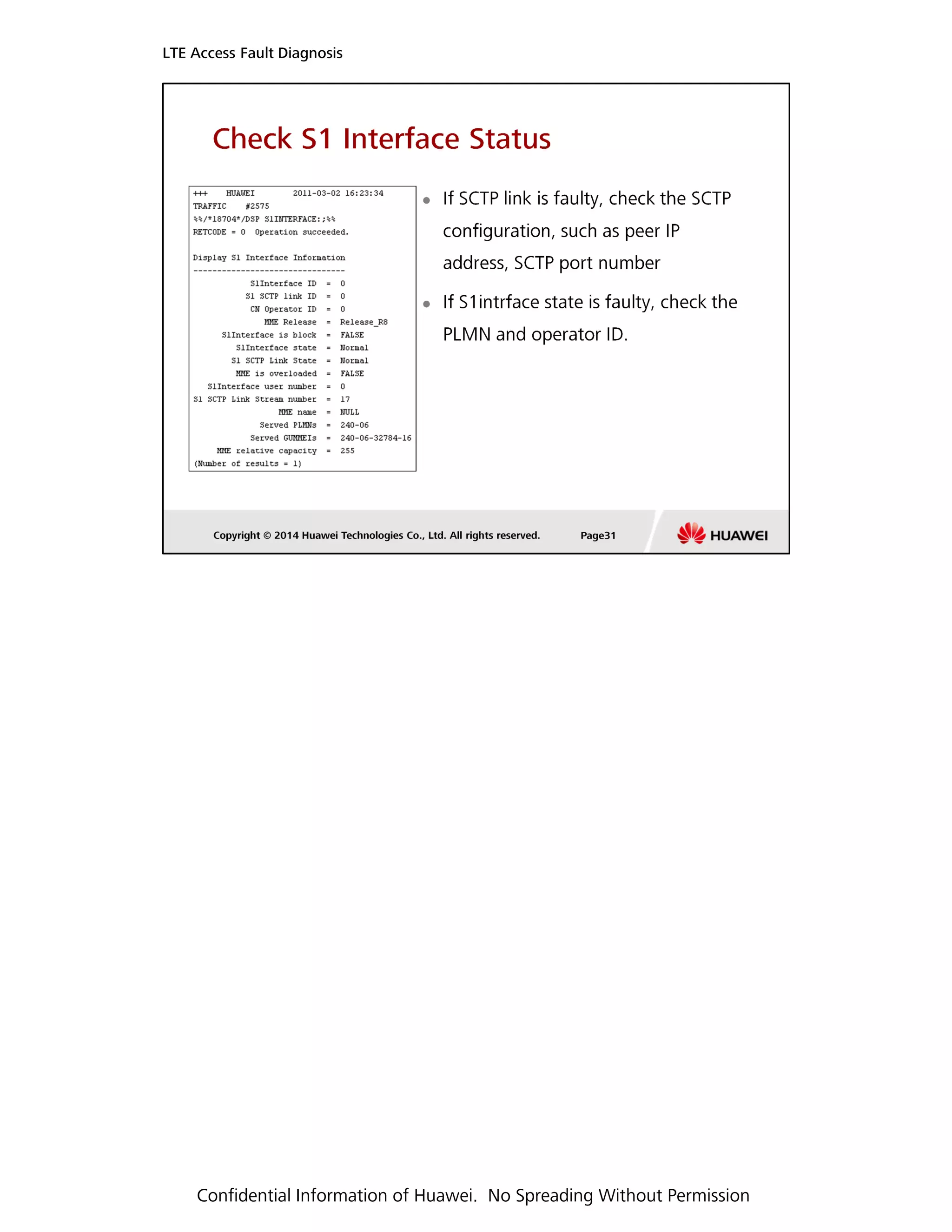LTE Access Fault Diagnosis
Confidential Information of Huawei. No Spreading Without Permission
 