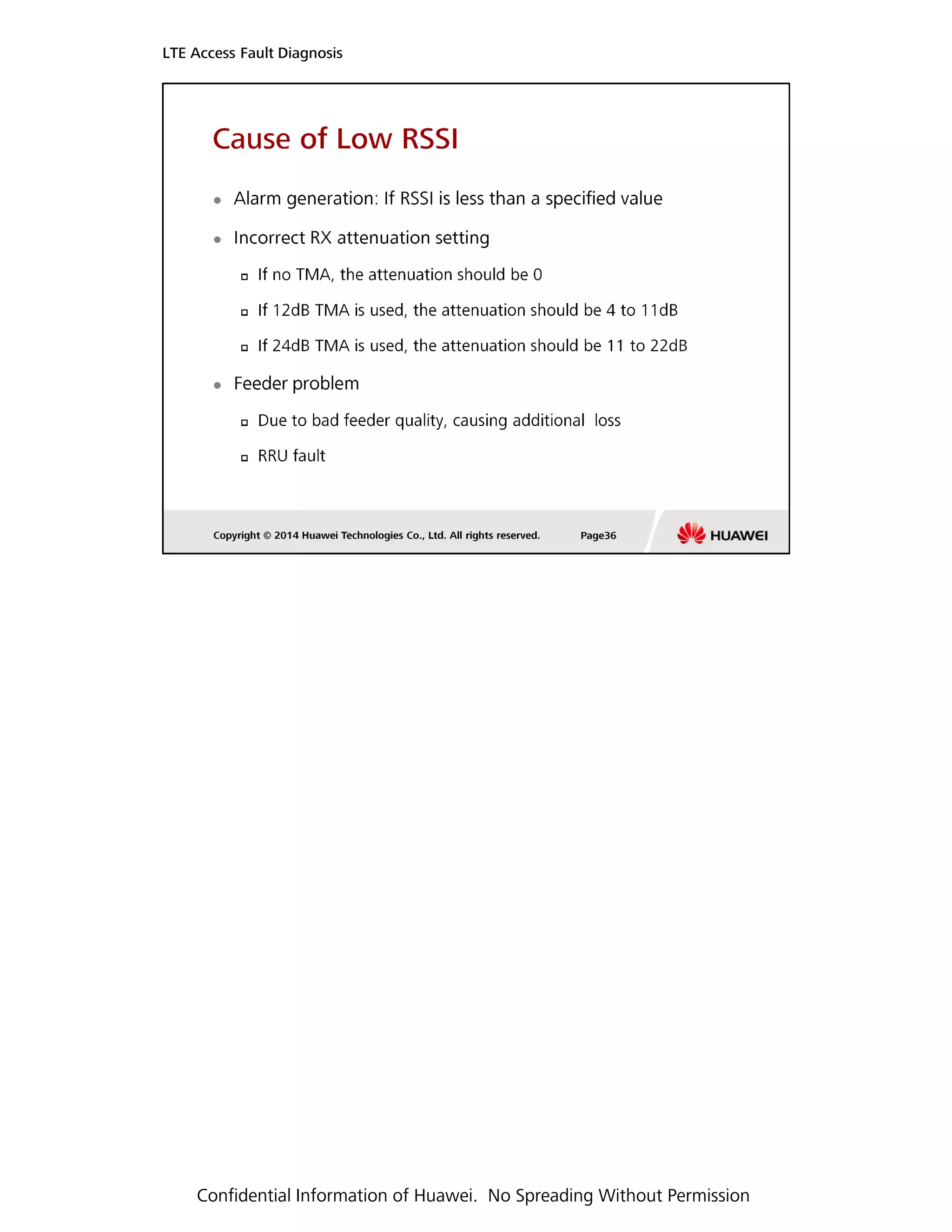 LTE Access Fault Diagnosis
Confidential Information of Huawei. No Spreading Without Permission
 