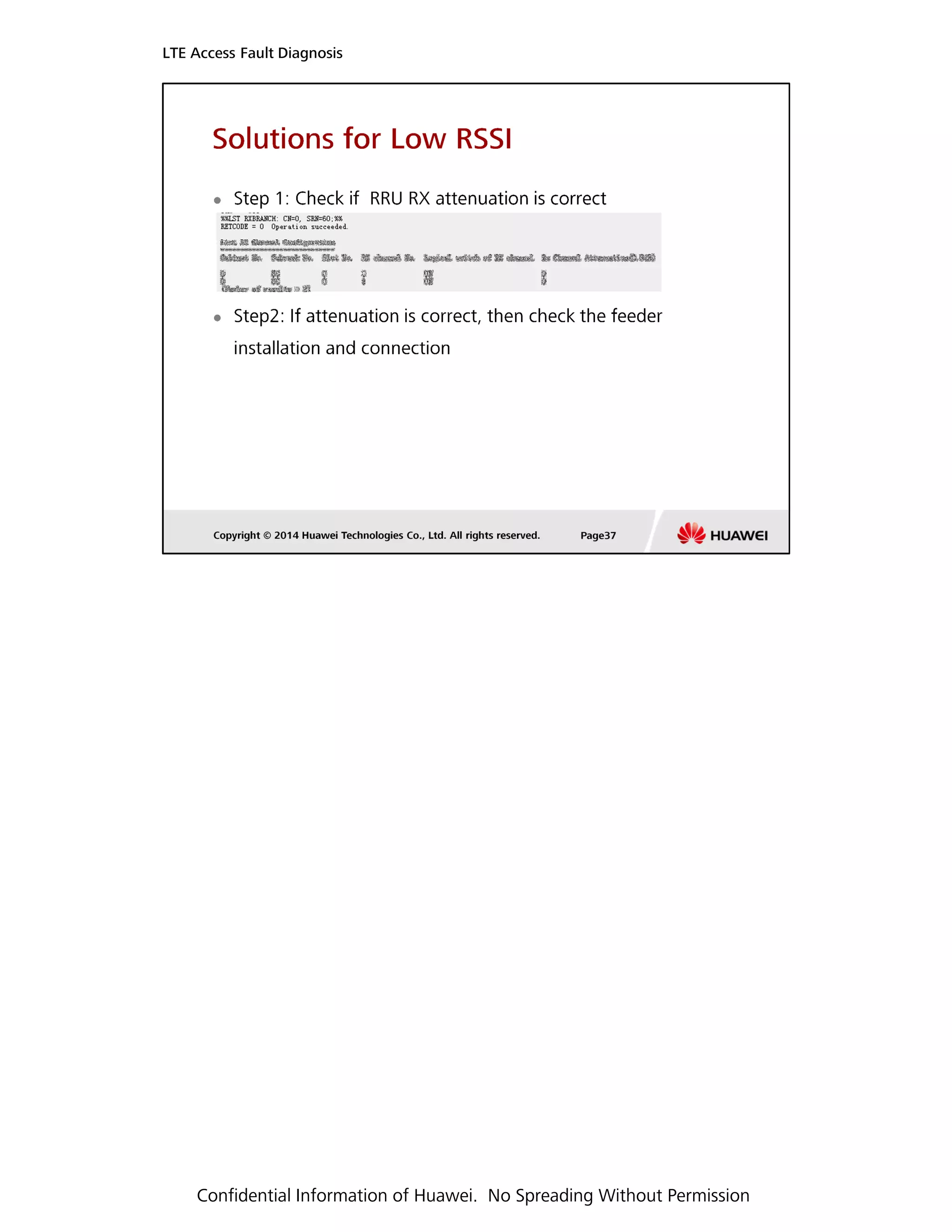 LTE Access Fault Diagnosis
Confidential Information of Huawei. No Spreading Without Permission
 