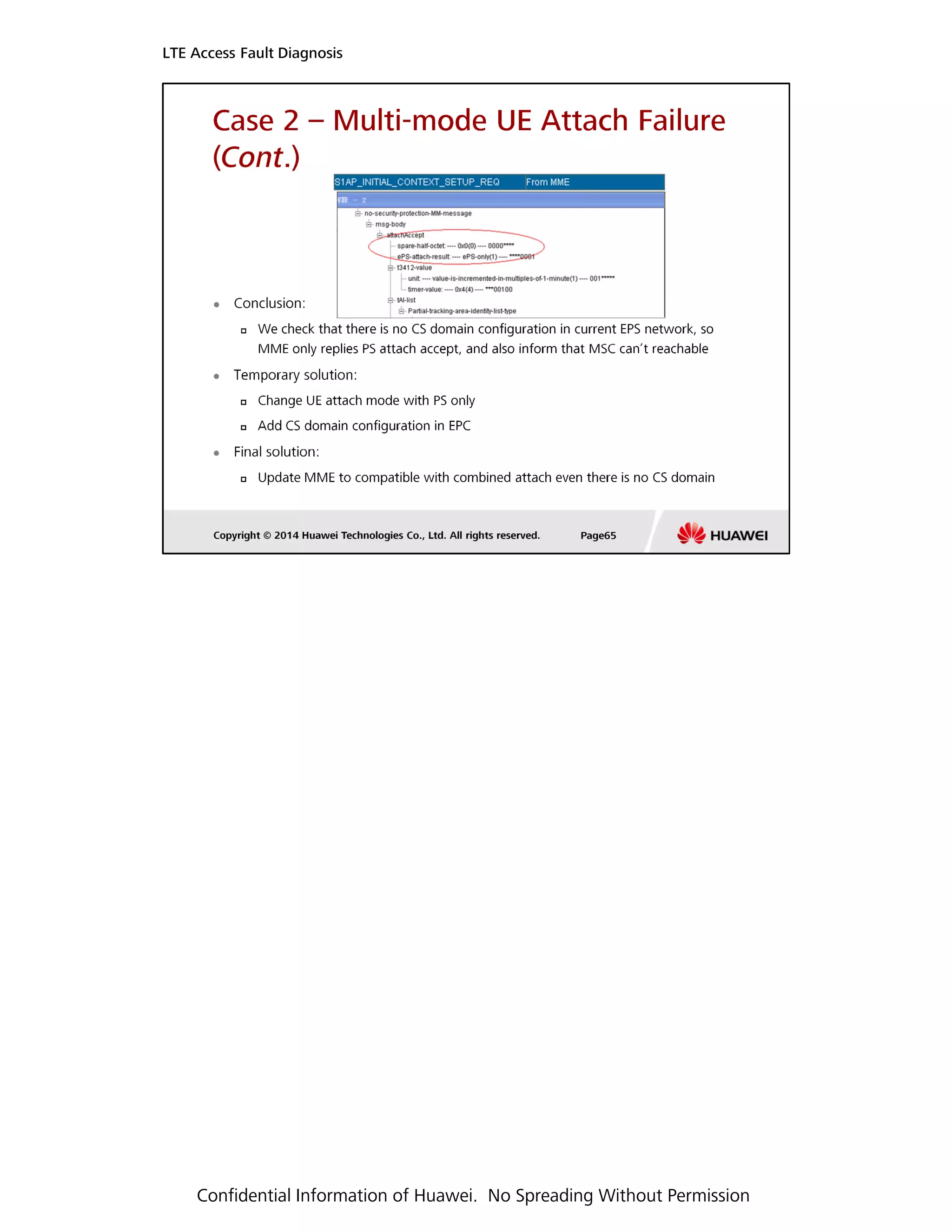 LTE Access Fault Diagnosis
Confidential Information of Huawei. No Spreading Without Permission
 