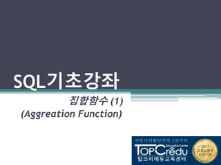 SQL기초강좌
집합함수 (1)
(Aggreation Function)
 
