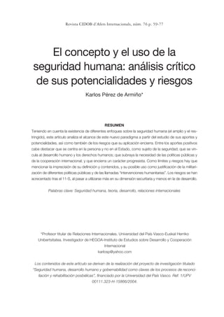 1. el concepto y el uso de la seguridad humana | PDF