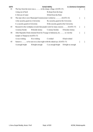 Gate Sentences 1.1.sentence completion | PDF