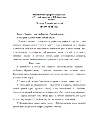 Поурочное Планирование По Русскому Языку 1 Класс | PDF