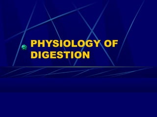PHYSIOLOGY OF
DIGESTION
 