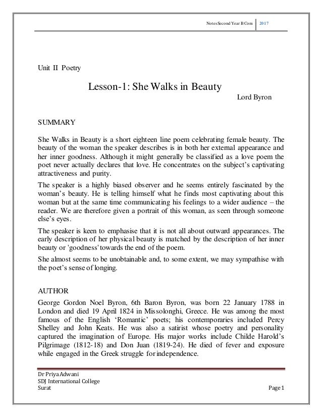 she walks in beauty essay