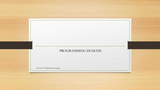 PROGRAMMING DOMAIN
Structure of Programming Language
 