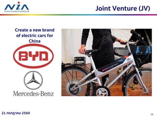 1021 กรกฎาคม 2560
Joint Venture (JV)
Create a new brand
of electric cars for
China
 