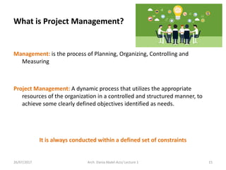 Lecture 1. general introduction to project management 
