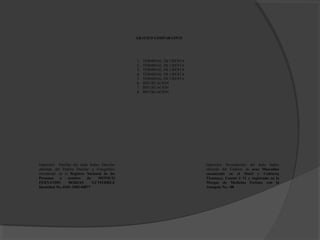 GRAFICO COMPARATIVO
1. TERMINAL DE CRESTA
2. TERMINAL DE CRESTA
3. TERMINAL DE CRESTA
4. TERMINAL DE CRESTA
5. TERMINAL DE CRESTA
6. BIFURCACION
7. BIFURCACION
8. BIFURCACION
Impresión Dactilar del dedo Índice Derecho
obtenida del Padrón Dactilar y Fotográfico
encontrado en el Registro Nacional de las
Personas a nombre de: MONICO
FERNANDO BORJAS GUTIERREZ
Identidad No.-0101-1983-00877
Impresión Necrodactilar del dedo Índice
obtenida del Cadáver de sexo Masculino
encontrado en el Hotel y Cafetería
Ticamaya, Cuarto # 11 y registrado en la
Morgue de Medicina Forense con la
Autopsia No.--08
 