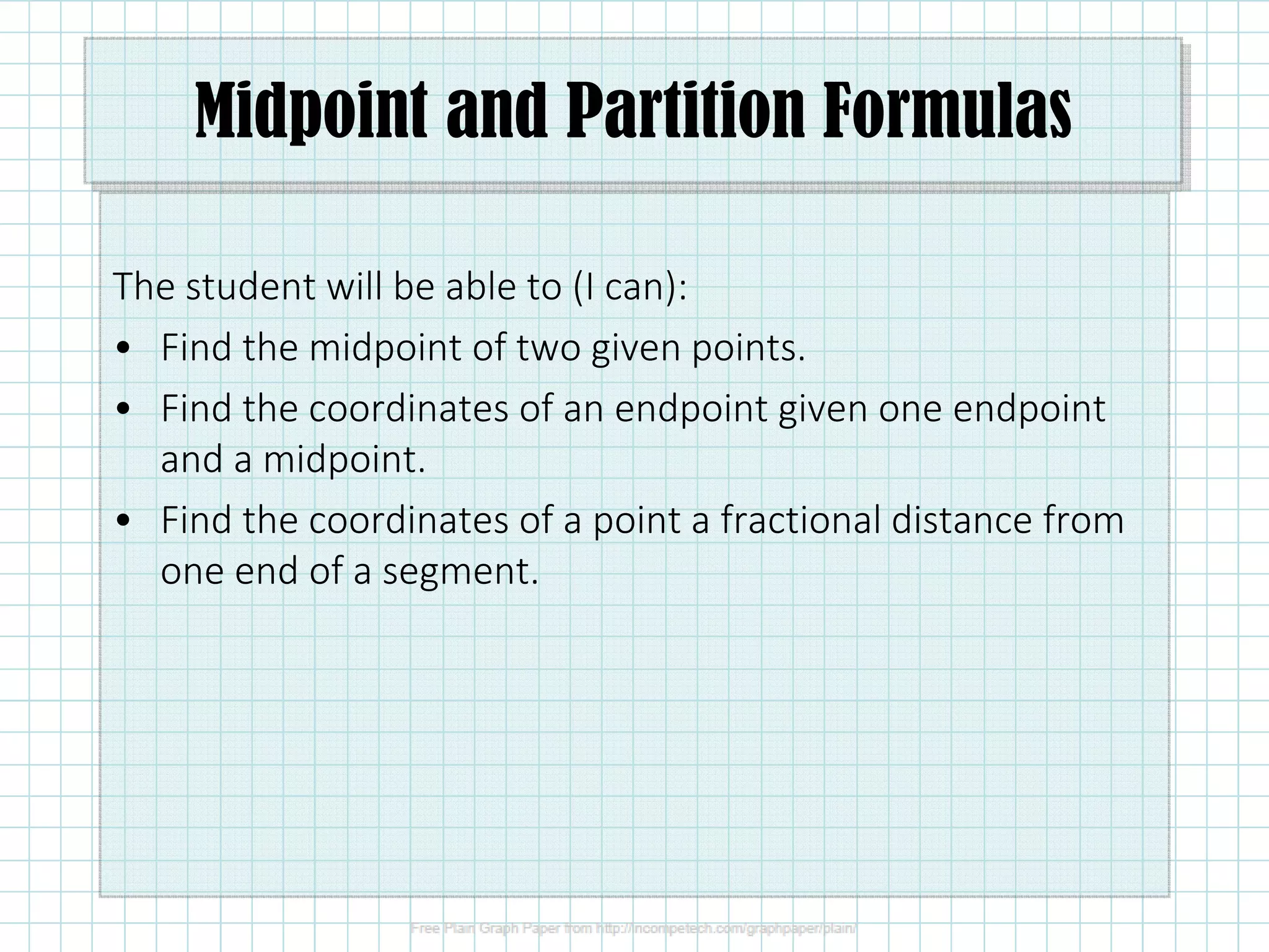 Partition Point 1.1.3 Midpoint and Partitions | PDF