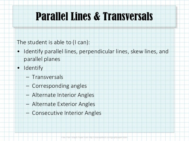1 4 1 Parallel Lines And Transversals