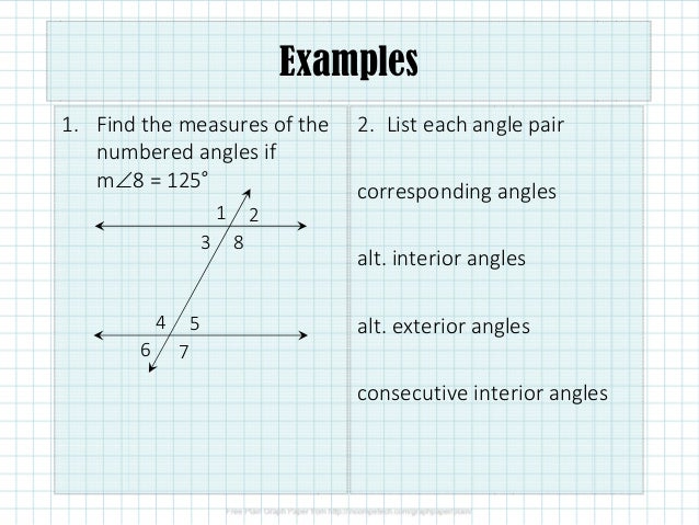 1 4 1 Parallel Lines And Transversals