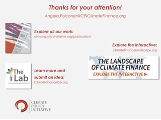 Climate finance context, agricultural investments, and innovative financing instruments