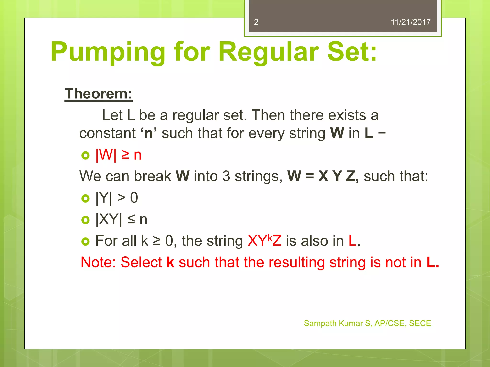 1.10. pumping lemma for regular sets | PPT