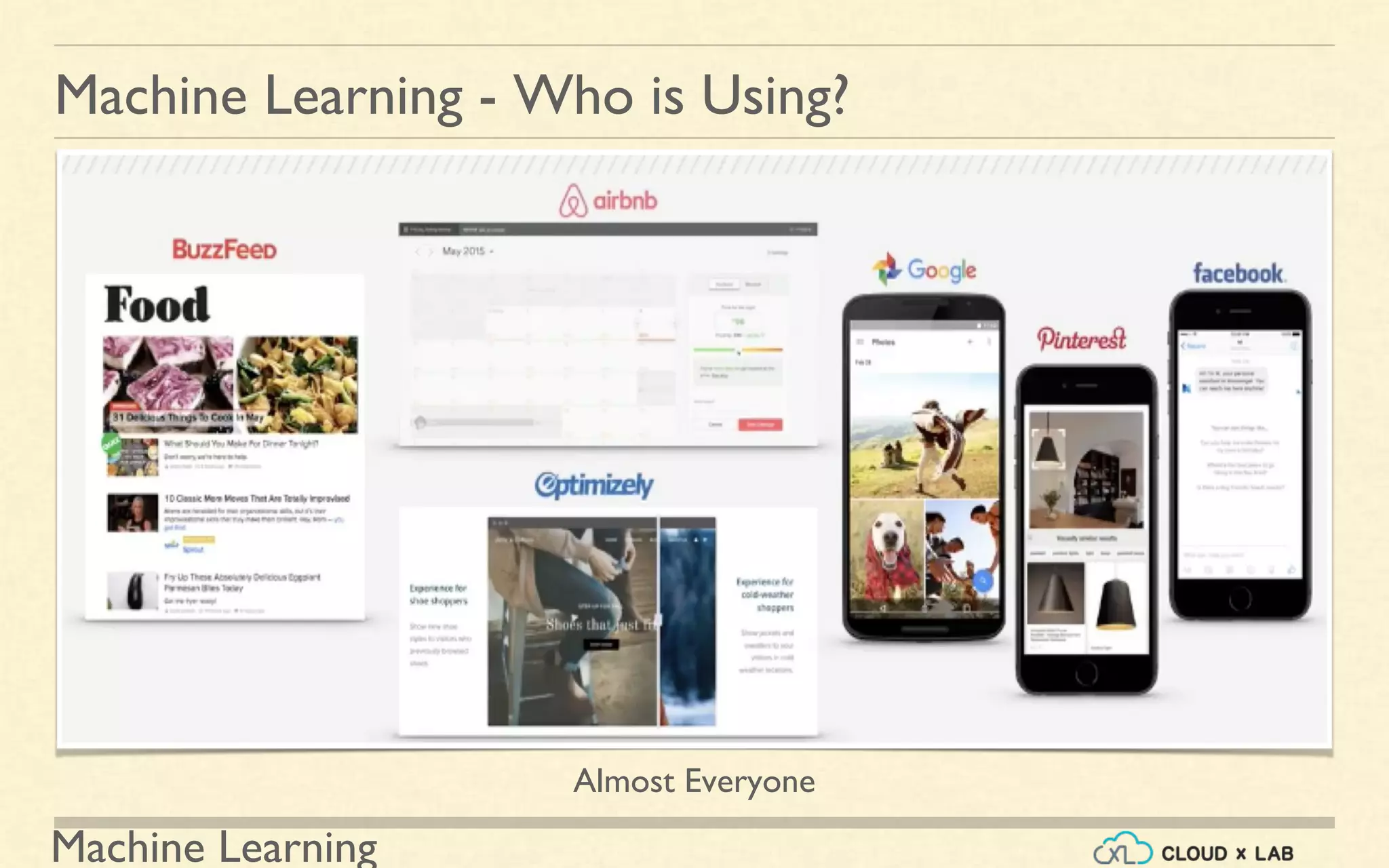 Machine Learning
Machine Learning - Who is Using?
Almost Everyone
 