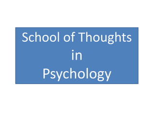 School of Thoughts
in
Psychology
 