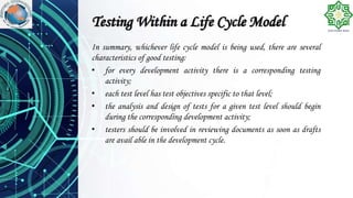 testing throughout the software life cycle | PPTX