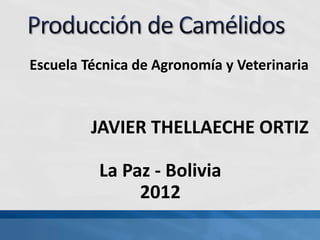 Escuela Técnica de Agronomía y Veterinaria
JAVIER THELLAECHE ORTIZ
La Paz - Bolivia
2012
 