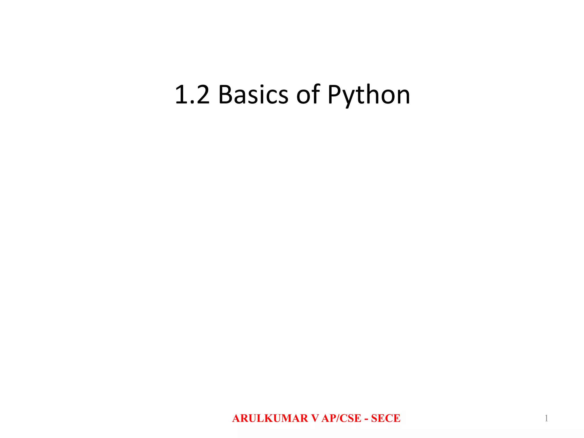 1. basics of python | PPT
