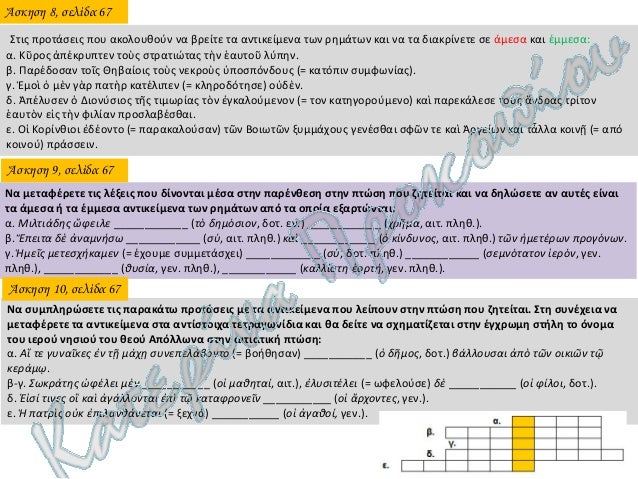 ÎšÎ±Ï„Î·Î³Î¿ÏÎ·Î¼Î±Ï„Î¹ÎºÎ® Î¼ÎµÏ„Î¿Ï‡Î® : (= Î½Î± , ÏŒÏ„Î¹ / Ï€Ï‰Ï‚, Ï€Î¿Ï…) Î¿á½—Ï„Î¿Ï‚ á¼”Ï‡Î±Î¹ÏÎµÎ½ á¼€ÎºÎ¿ÏÏ‰Î½ Ï„Î±á¿¦Ï„Î±
Î£Ï„Î¹Ï‚ Ï€Î±ÏÎ±ÎºÎ¬Ï„Ï‰ Ï†ÏÎ¬ÏƒÎµÎ¹Ï‚ Î½Î± Ï…Ï€Î¿Î³ÏÎ±Î¼Î¼Î¯ÏƒÎµÏ„Îµ Ï„Î¹Ï‚ ÎºÎ±Ï„Î·...