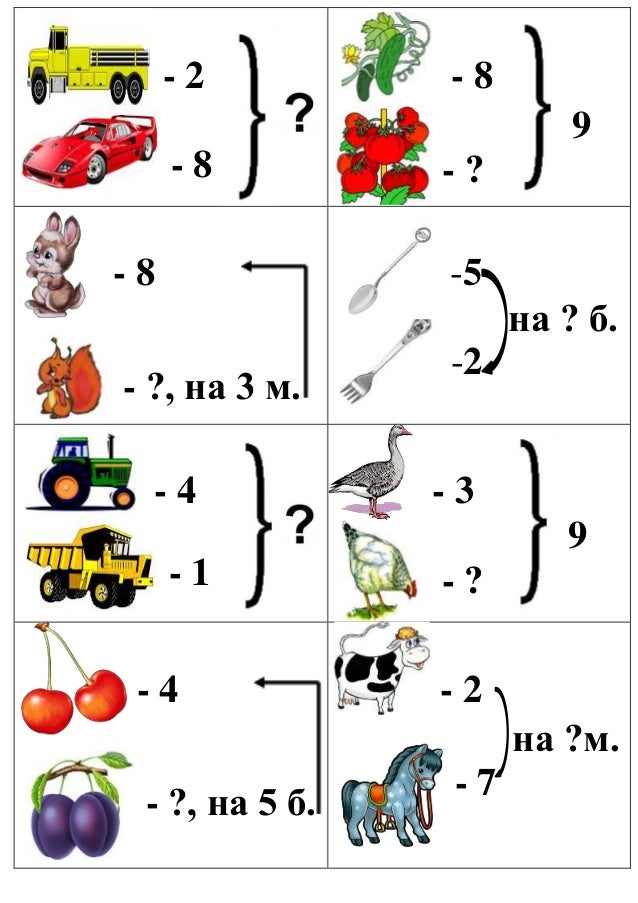 задачі 1 клас (картки)