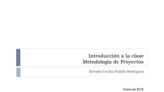 Introducción a la clase
Metodología de Proyectos
Brenda Cecilia Padilla Rodríguez
Enero de 2018
 