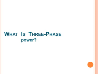 WHAT IS THREE-PHASE
power?
 