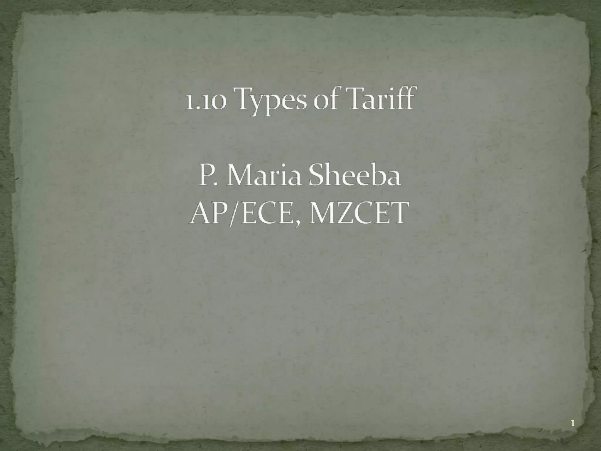 Types of Electrical Tariffs Explained PPT