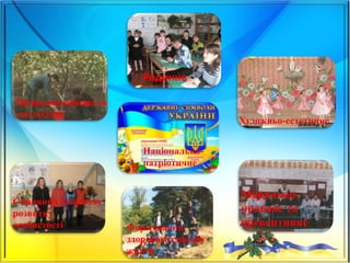 Художньо-естетичне
Природоохоронне та
екологічне
Морально-
правове та
превентивнеФормування
здорового способу
життя
Сприяння творчому
розвитку
особистості
Родинне
Національно-
патріотичне
 