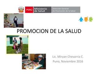 PROMOCION DE LA SALUD
Lic. Miryan Chevarria C.
Puno, Noviembre 2016
 