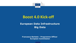 Digital
Single Market
Boost 4.0 Kick-off
European Data Infrastructure
Big Data
Francesco Barbato - Programme Officer
European Commission
 