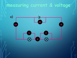 measuring current & voltage
V V
6V
4A
A
A
a)a)
 