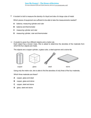 Density Multiple Choice Pdf Density Multiple Choice Pdf