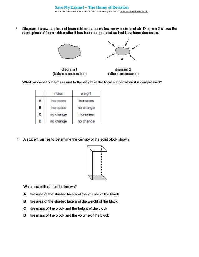 Density Multiple Choice Density Multiple Choice