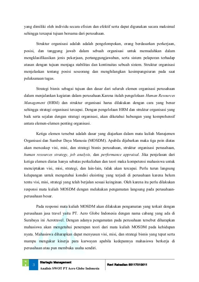 Word Analisis Swot Pt Aero Globe Indonesia Revi Rahadian 551170100