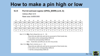 74 / 115
How to make a pin high or low
 