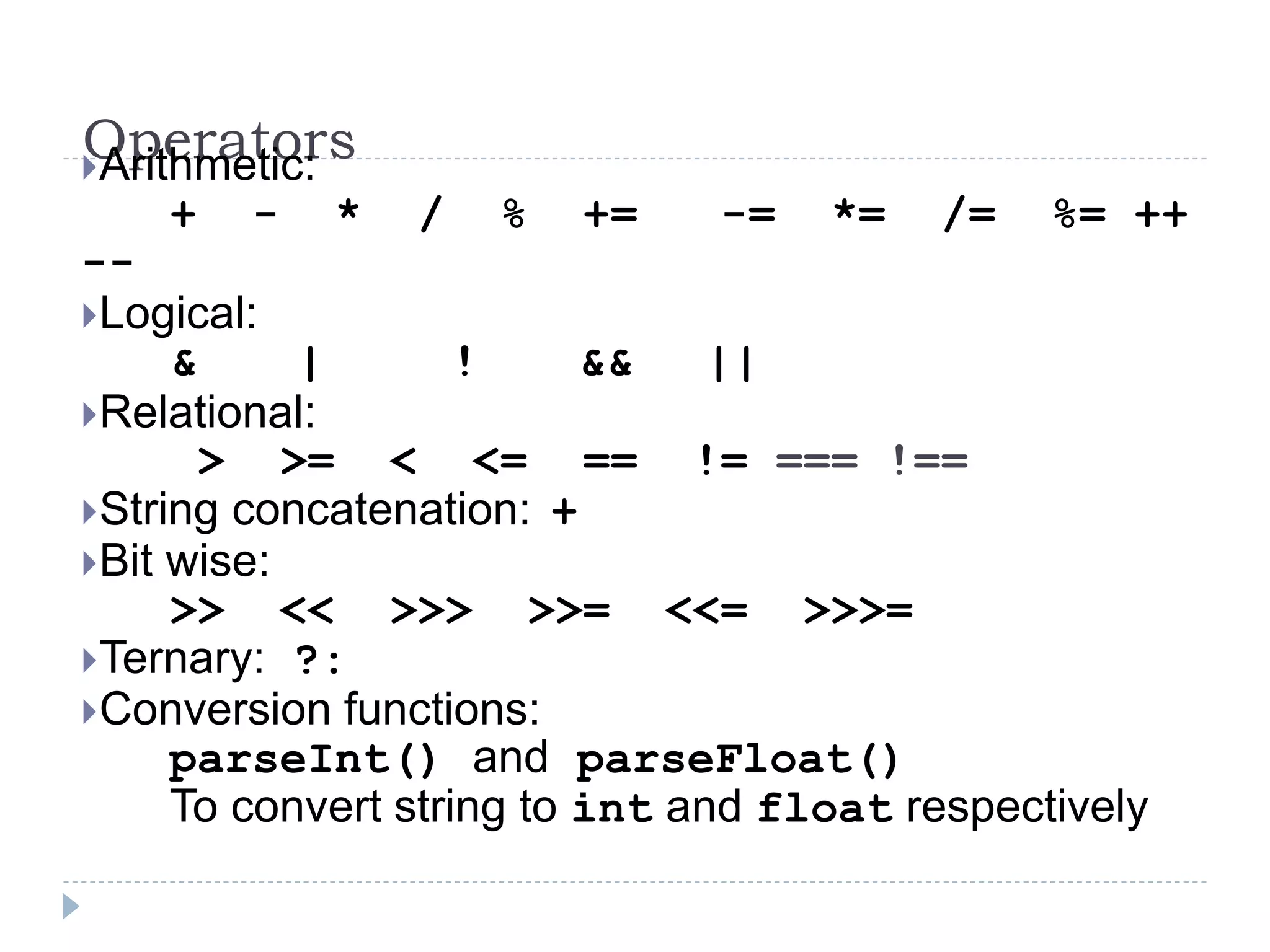 1. java script language fundamentals | PPT