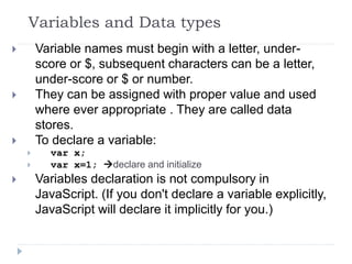 1. java script language fundamentals | PPT