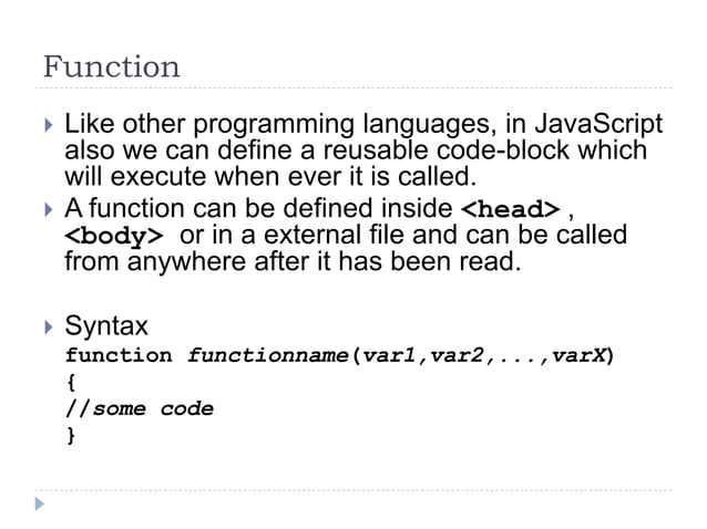 1. java script language fundamentals | PPT