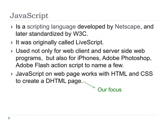 1. java script language fundamentals | PPT