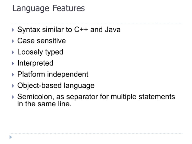 1. java script language fundamentals | PPT