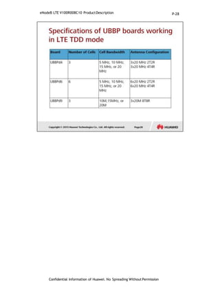 eNodeB LTE V100R008C10 ProductDescription
Confidential Information of Huawei. No Spreading WithoutPermission
P-28
 