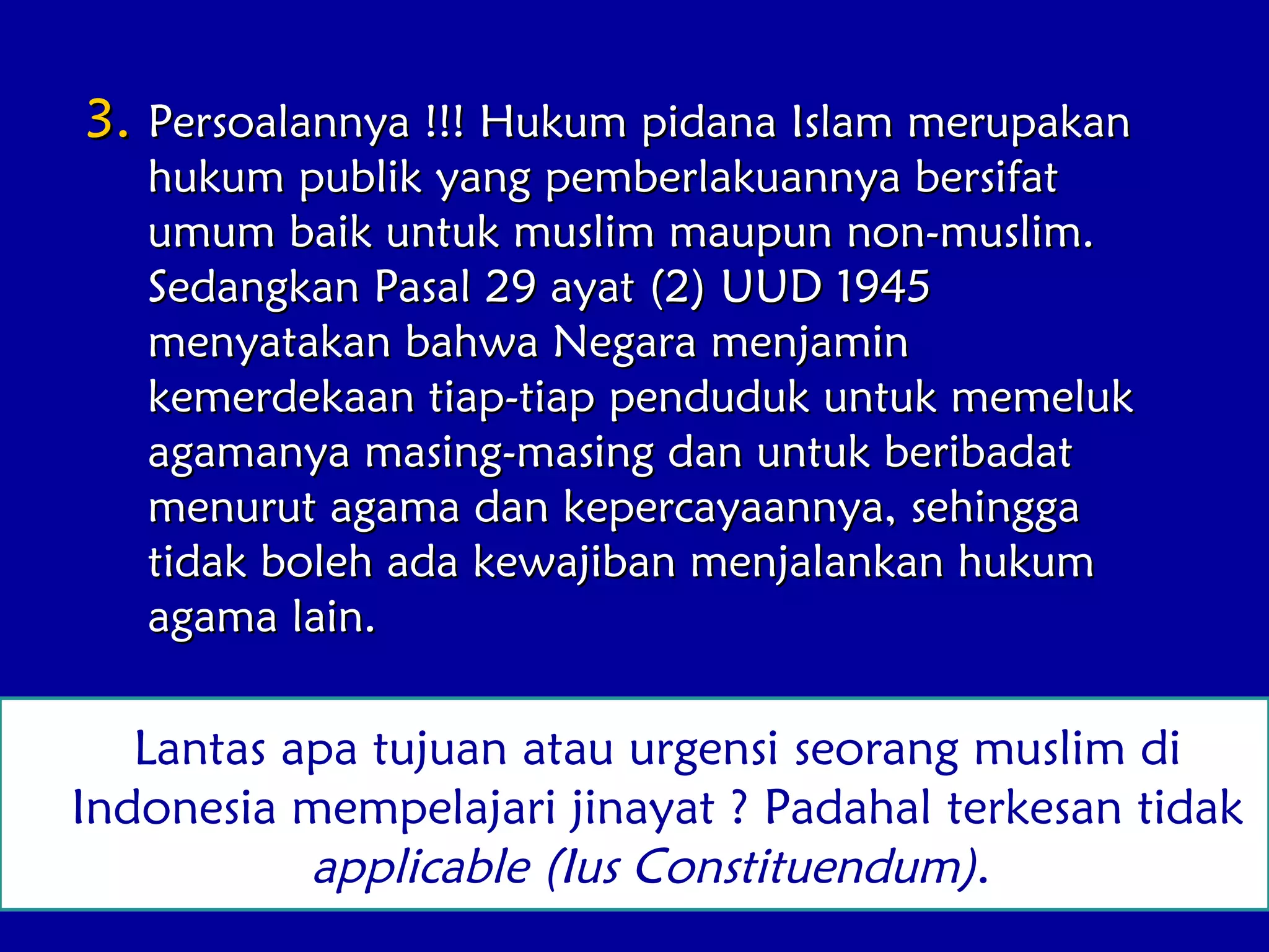 Pengertian, Fungsi, Tujuan dan Kedudukan Hukum Pidana Islam | PPT