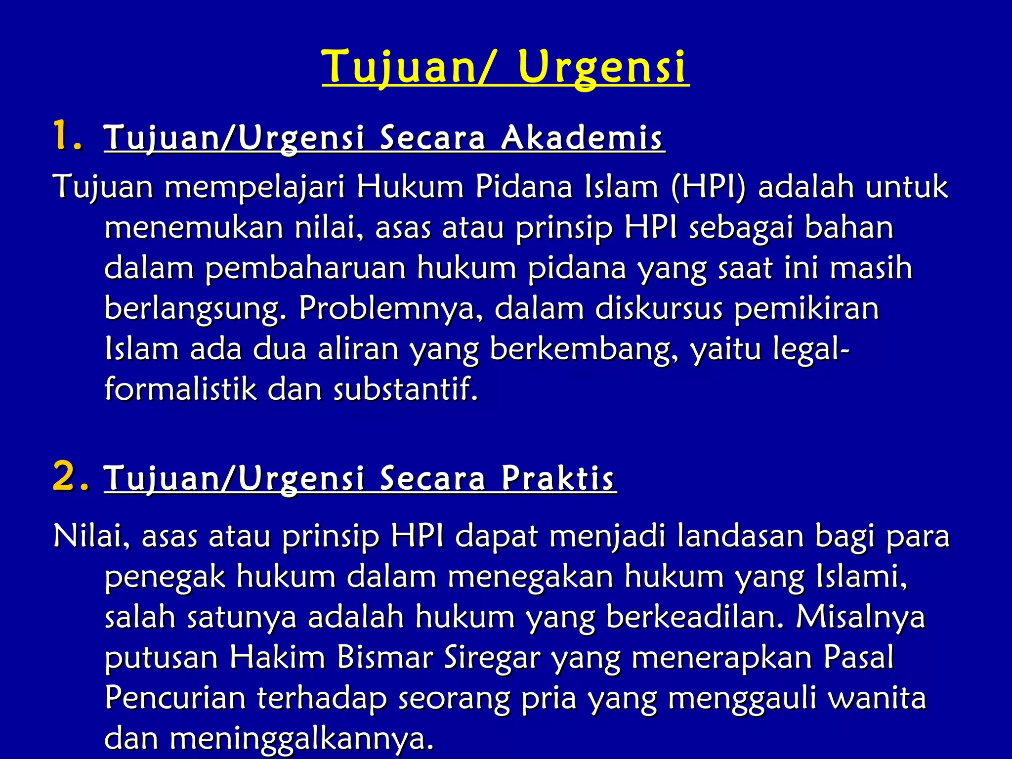 Pengertian, Fungsi, Tujuan dan Kedudukan Hukum Pidana Islam | PPT
