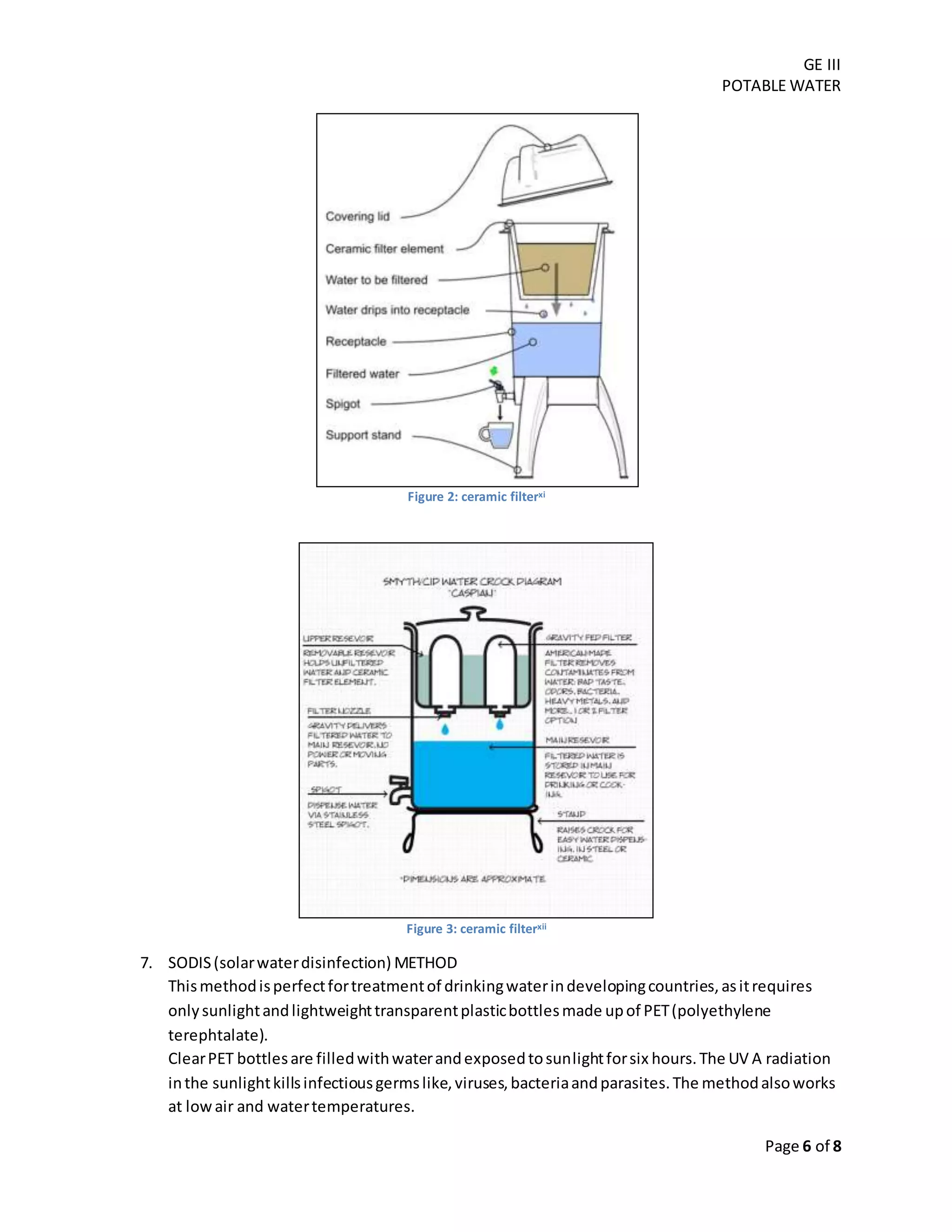 potable water sources and methods of purification at domestic level | DOCX