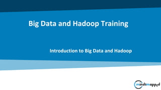 Big Data and Hadoop Training
Introduction to Big Data and Hadoop
 