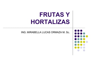 FRUTAS Y
HORTALIZAS
ING. MIRABELLA LUCAS ORMAZA M. Sc.
 
