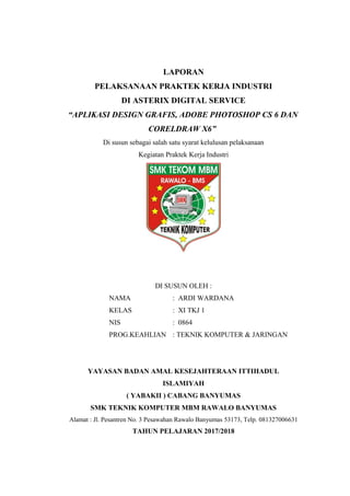 1. cover Laporan PKL ( Prakerin) SMK TEKOM MBM RAWALO | DOC