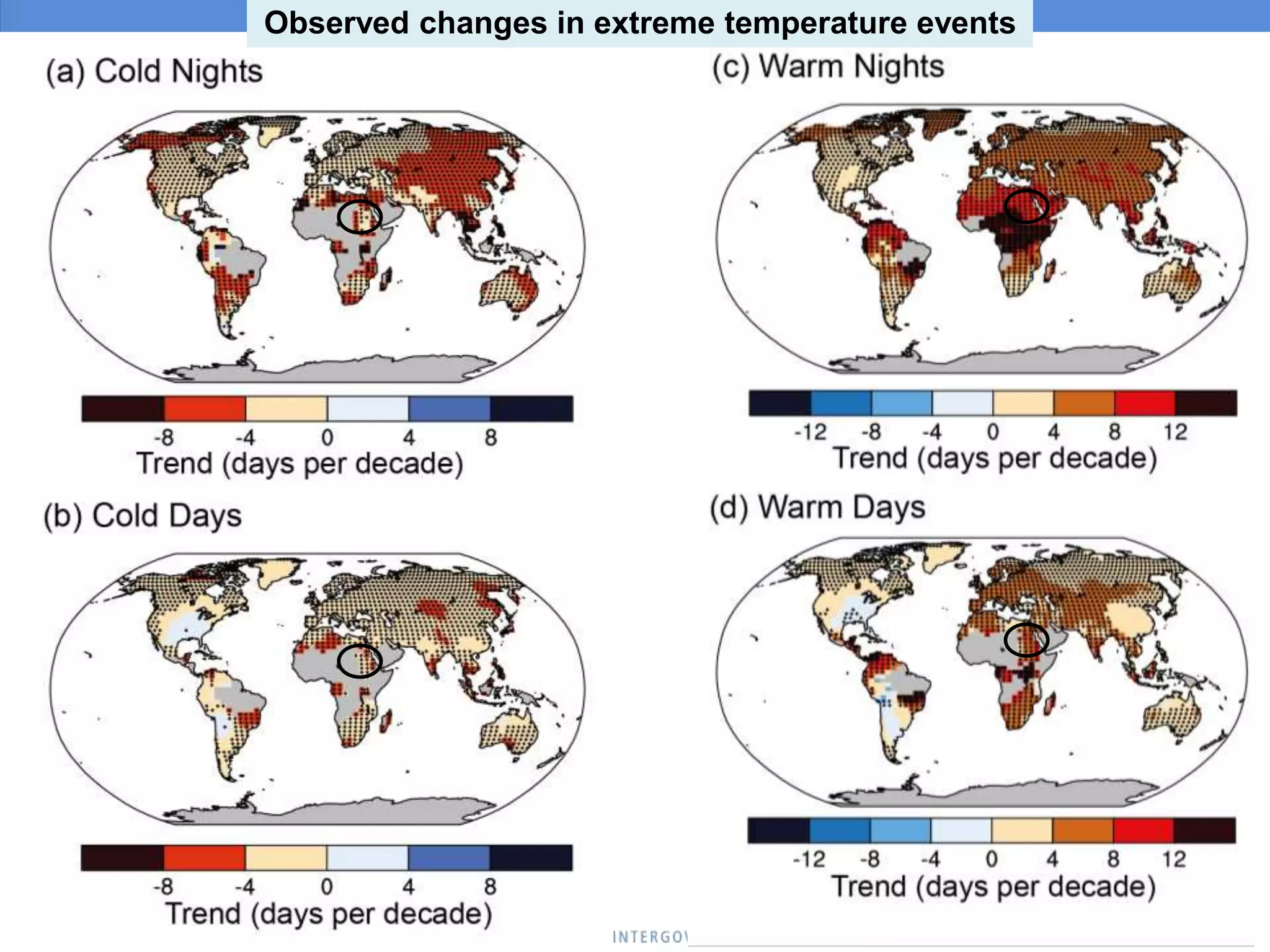 Observed changes in extreme temperature events
 